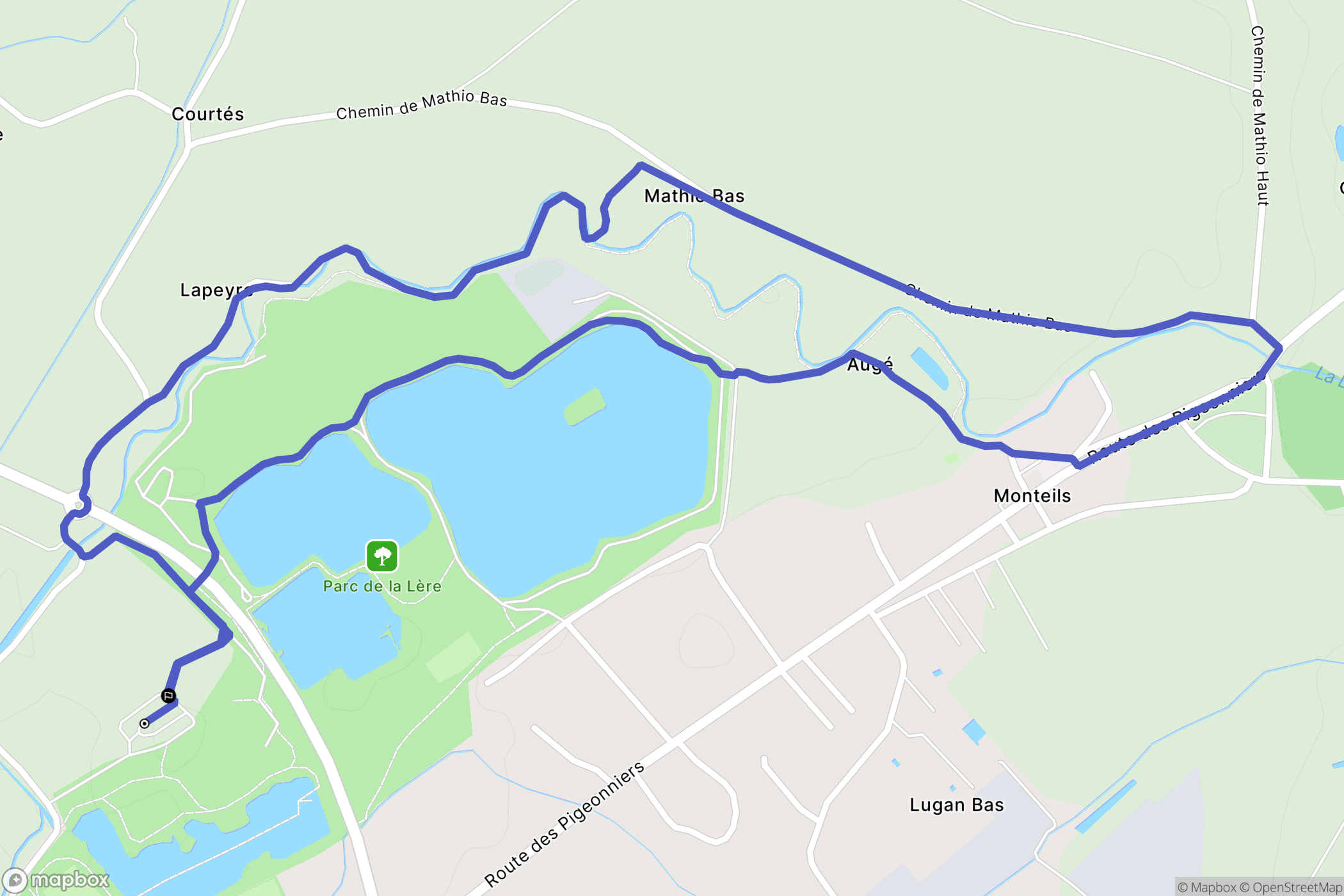 Monteils : carte du parcours de randonnée - France