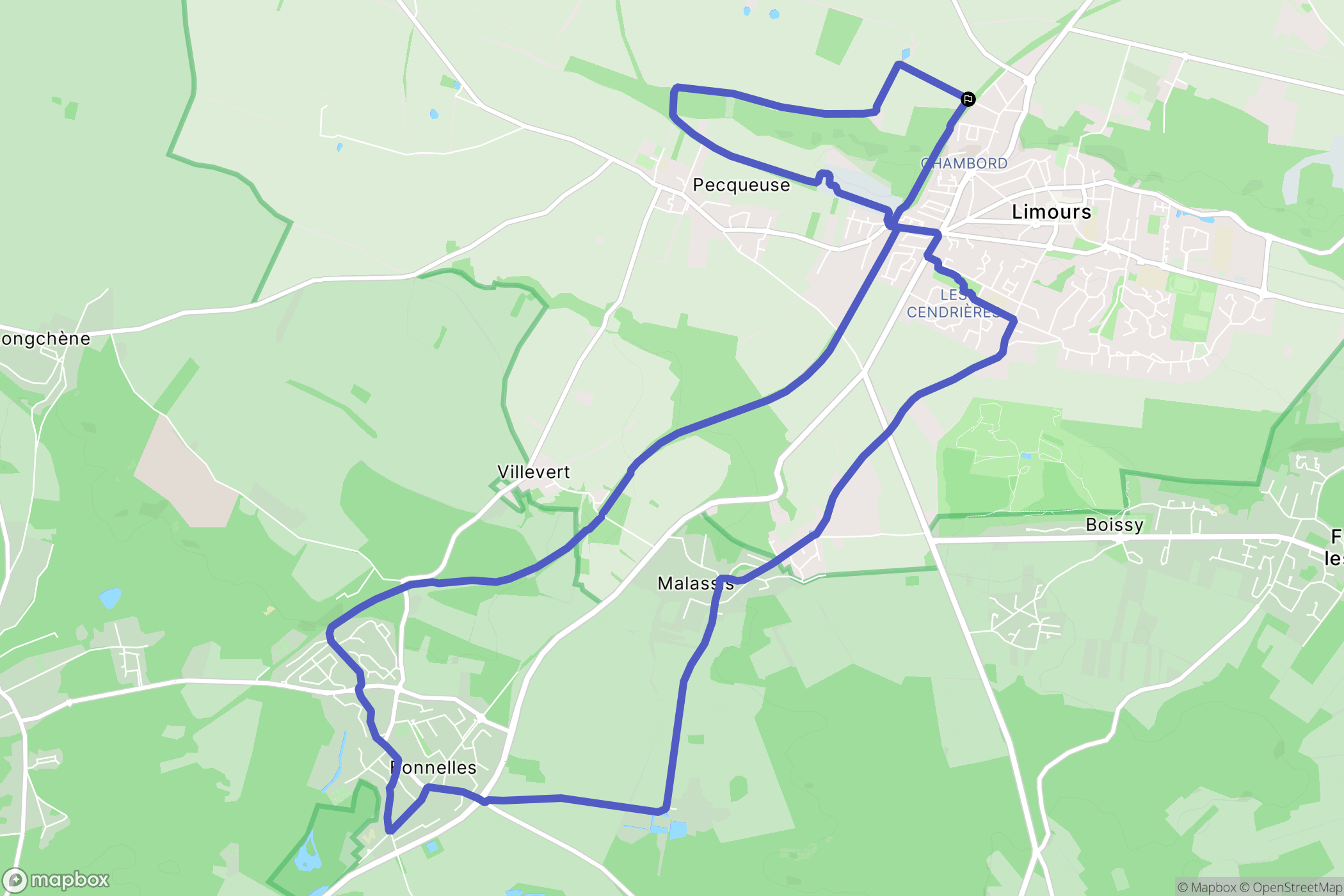 Limours : carte du parcours de randonnée - France