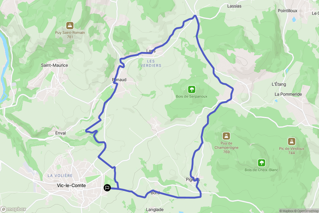 Vic-le-Comte : carte du parcours de randonnée - France