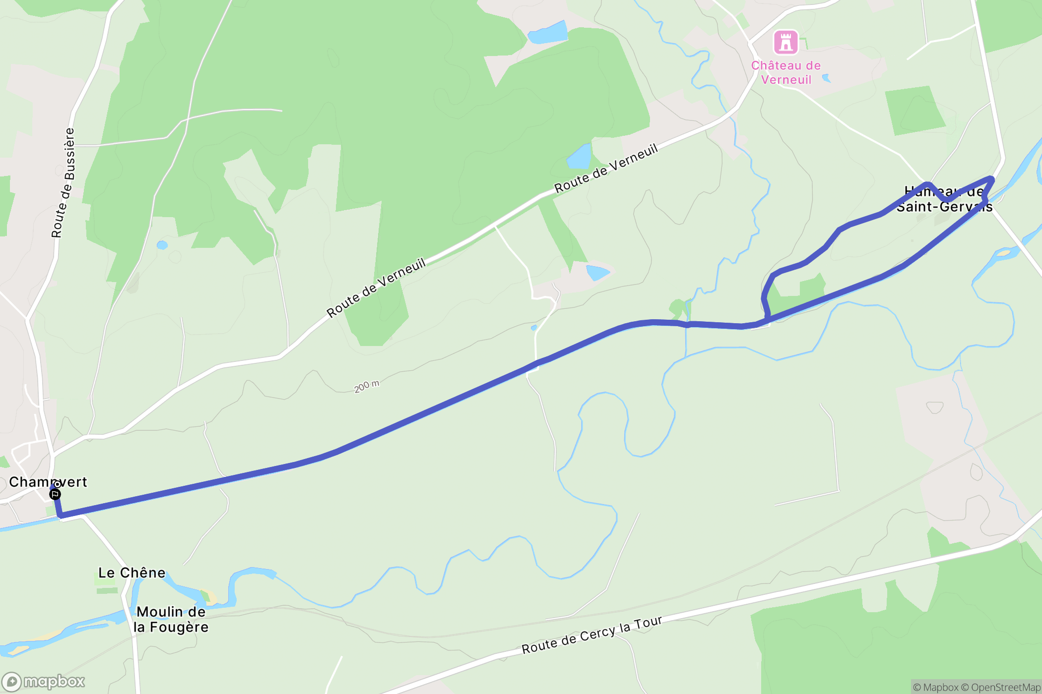 Champvert : carte du parcours de randonnée - France