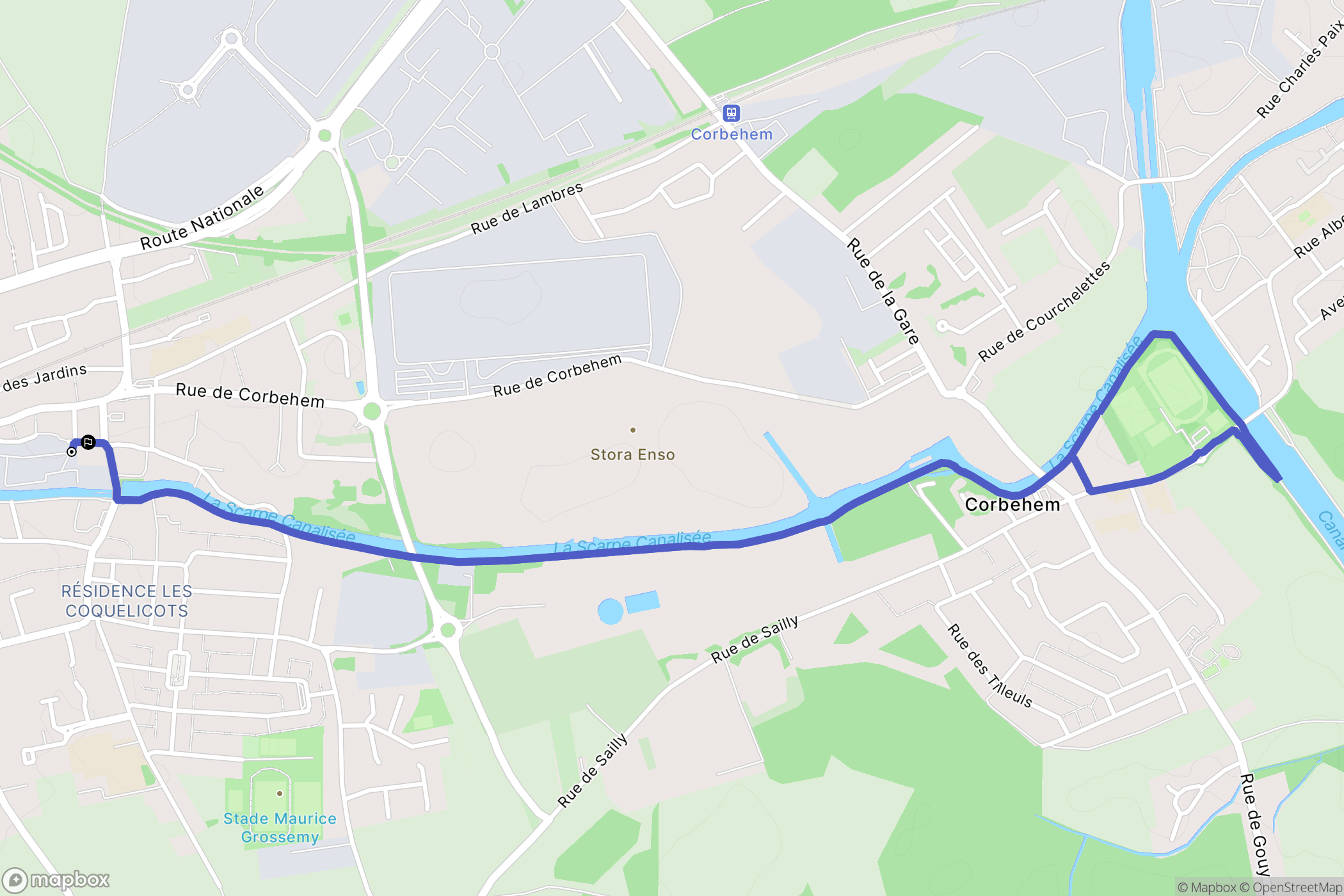 Brebières : carte du parcours de randonnée - France