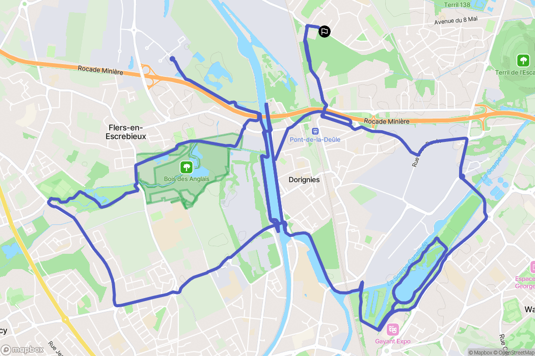 Auby : carte du parcours de randonnée - France