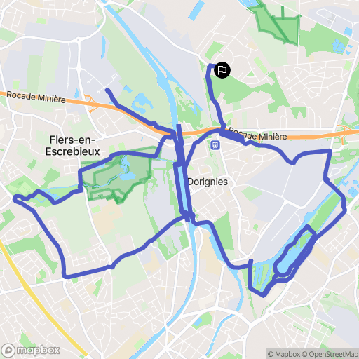 Auby : carte du parcours de randonnée - France