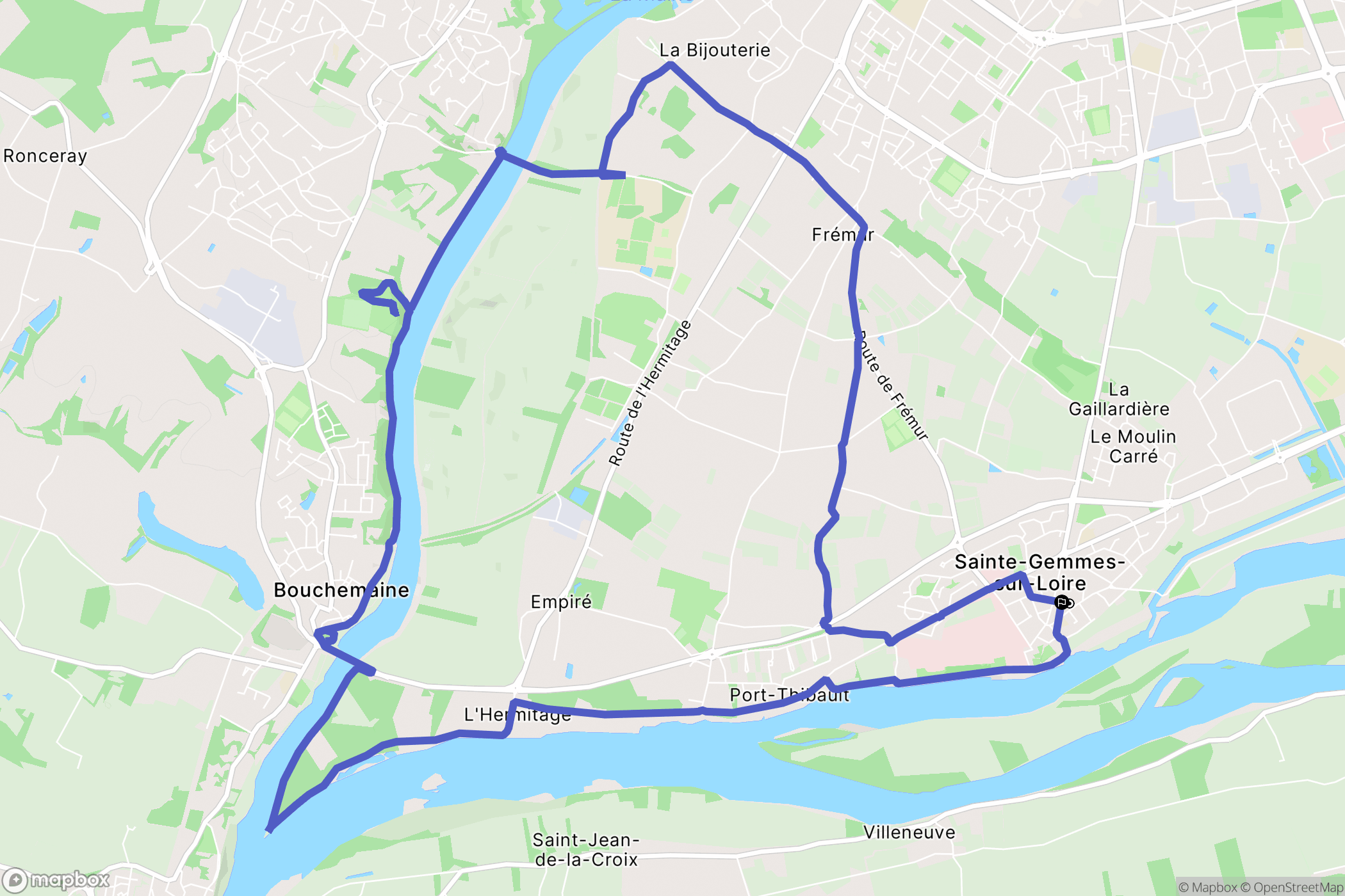 Sainte-Gemmes-sur-Loire : carte du parcours de randonnée - France