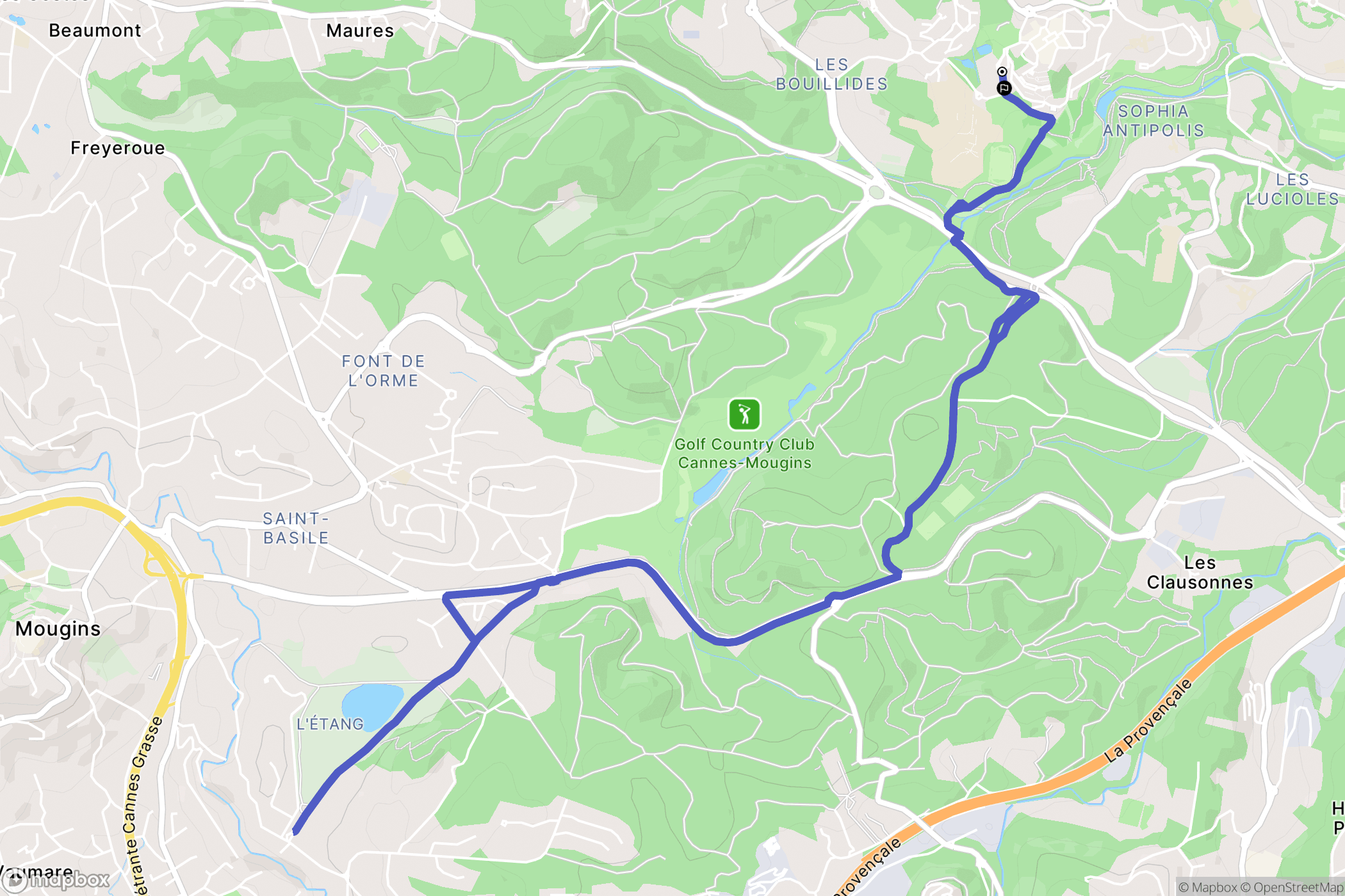Valbonne : carte du parcours de randonnée - France
