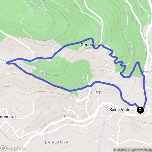 Saint-Victor : carte du parcours de randonnée - France