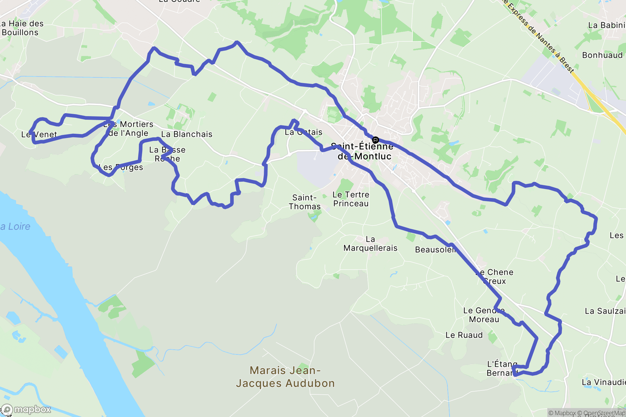 Saint-Étienne-de-Montluc : carte du parcours de randonnée - France