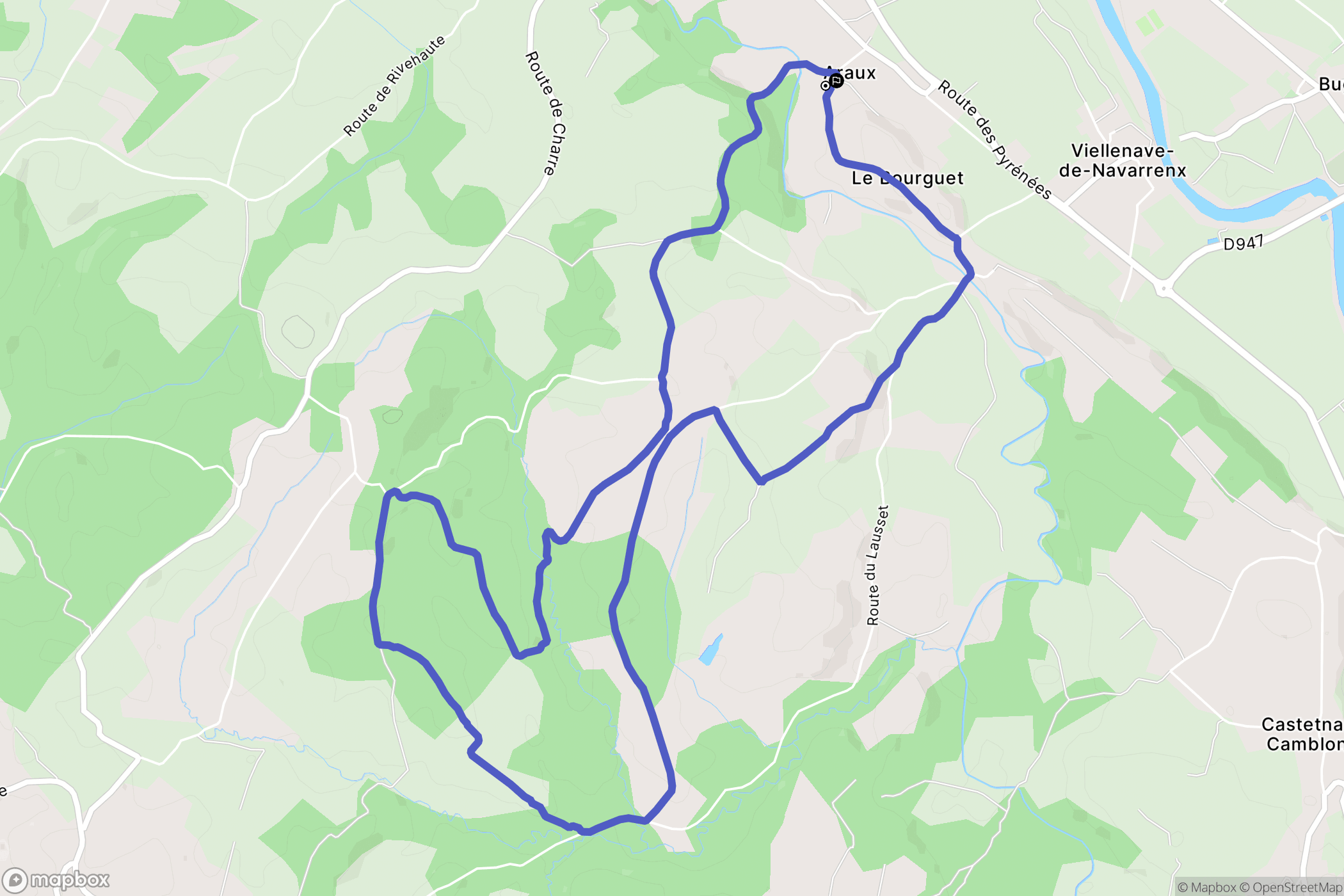Araux : carte du parcours de randonnée - France