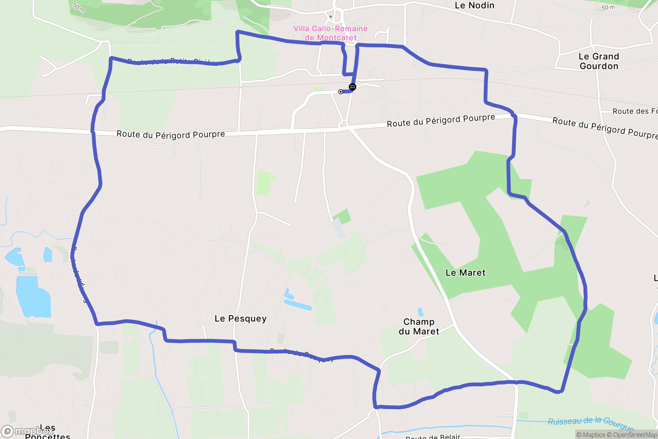 Montcaret : carte du parcours de randonnée - France