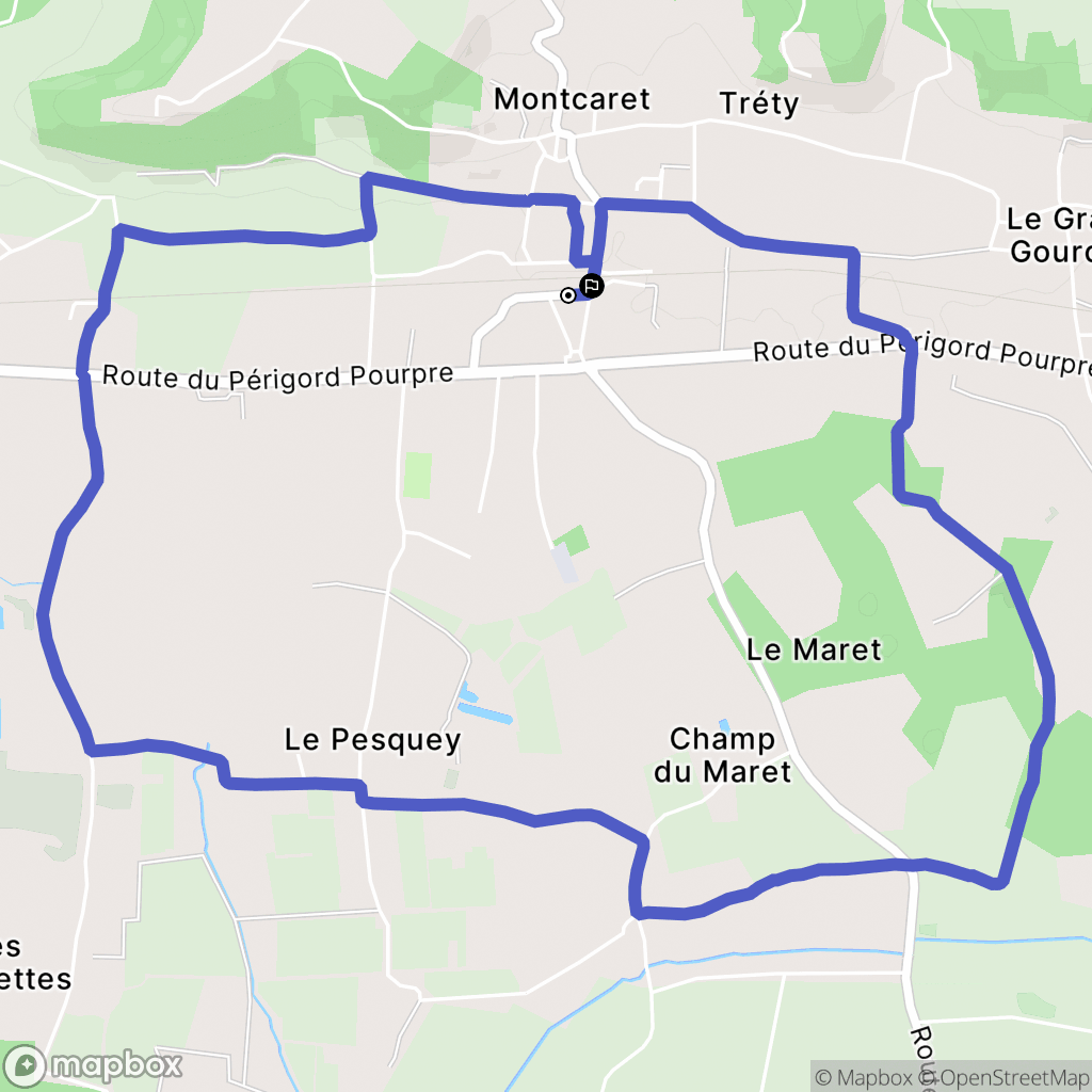 Montcaret : carte du parcours de randonnée - France