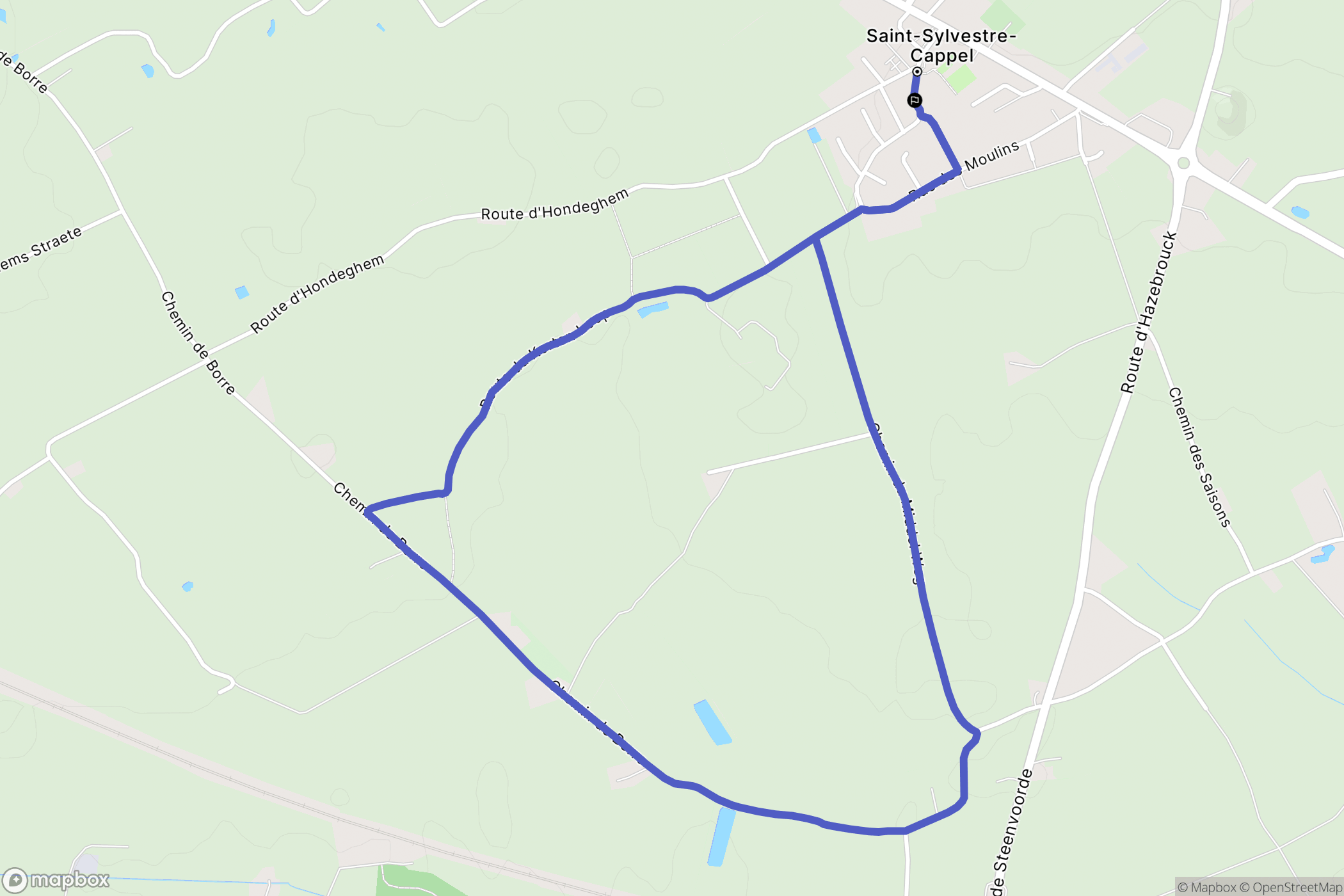 Saint-Sylvestre-Cappel : carte du parcours de randonnée - France