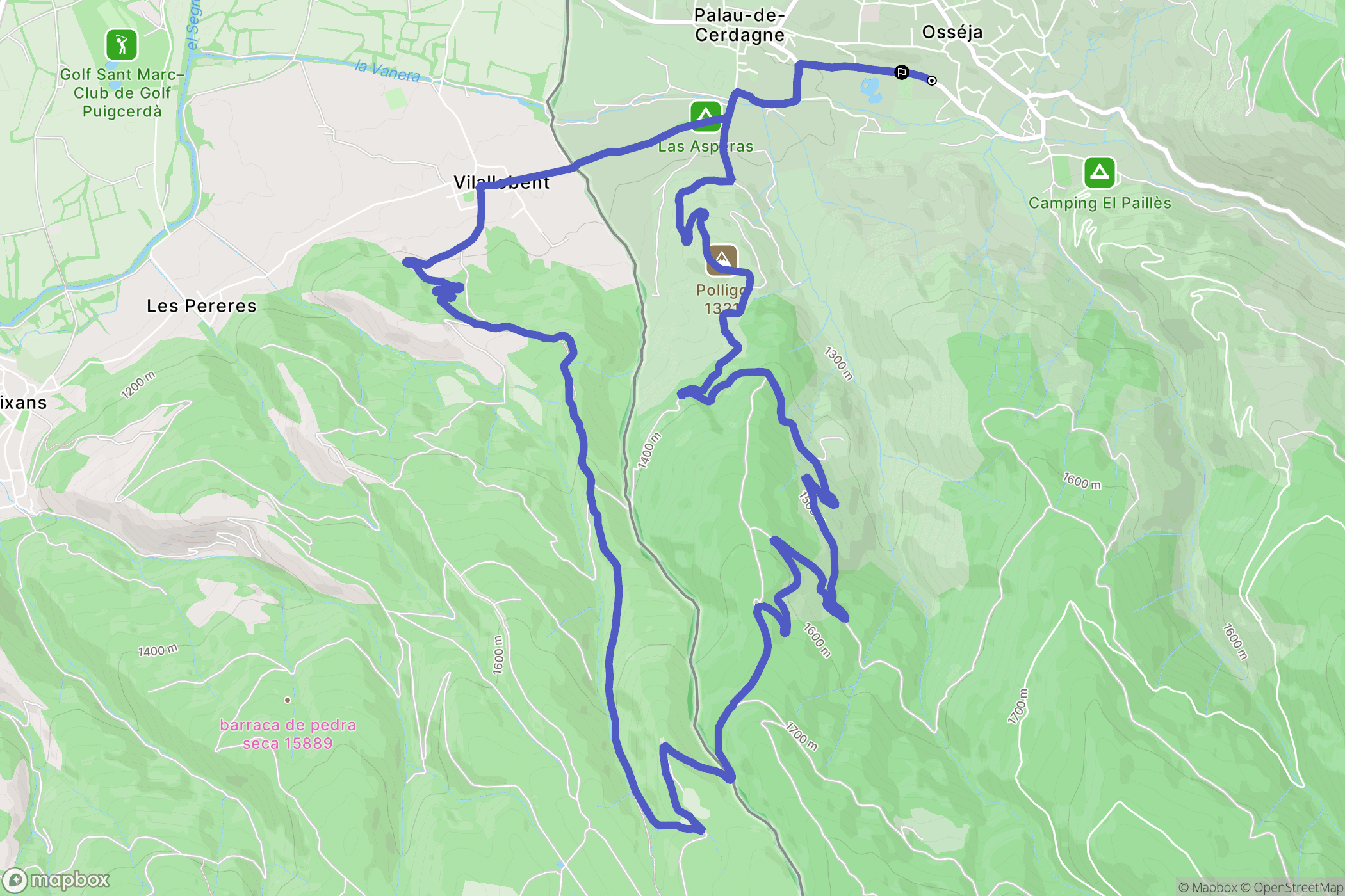 Osséja : carte du parcours de randonnée - France
