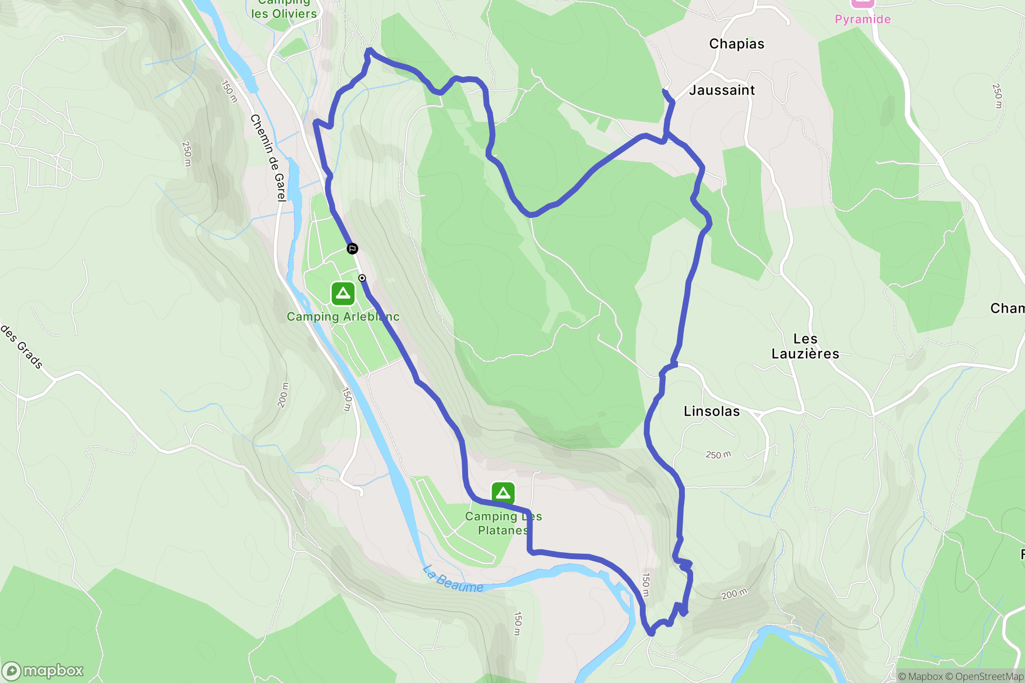 Rosières : carte du parcours de randonnée - France