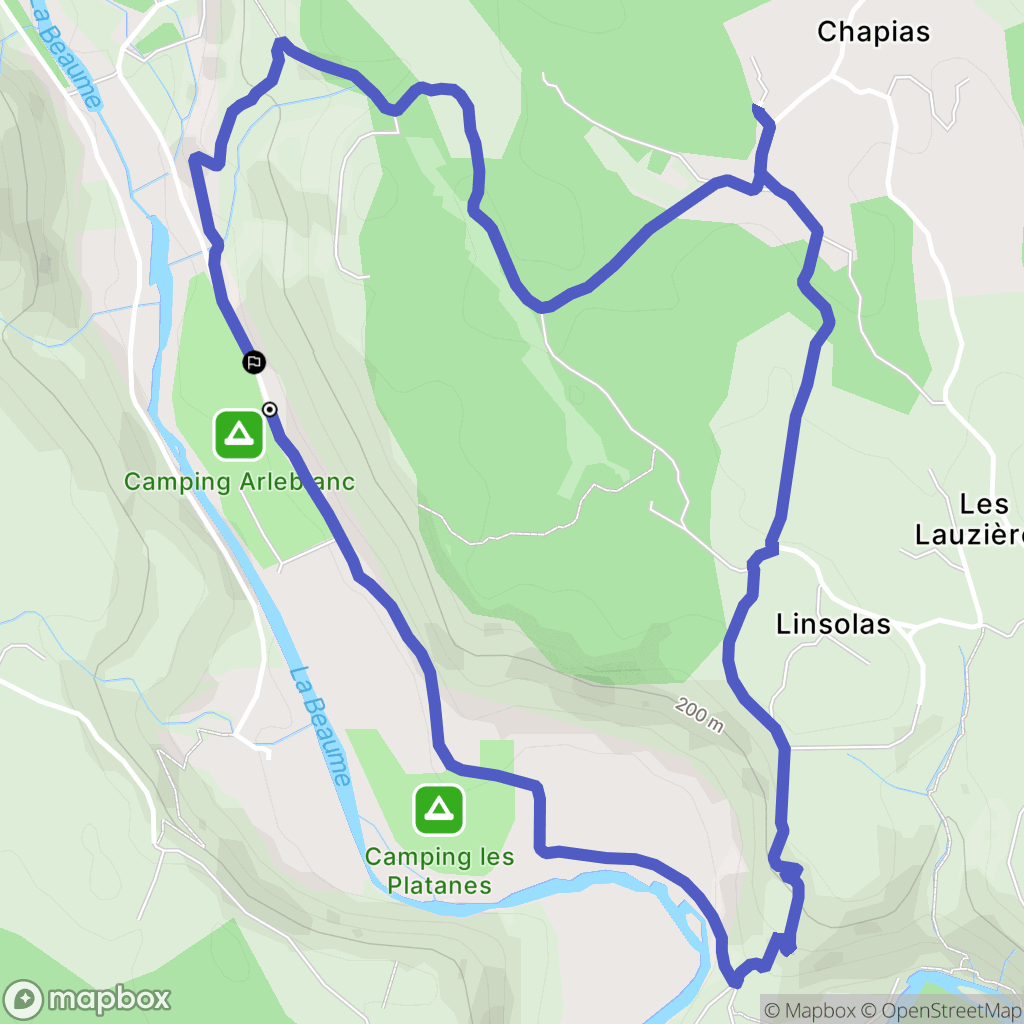 Rosières : carte du parcours de randonnée - France