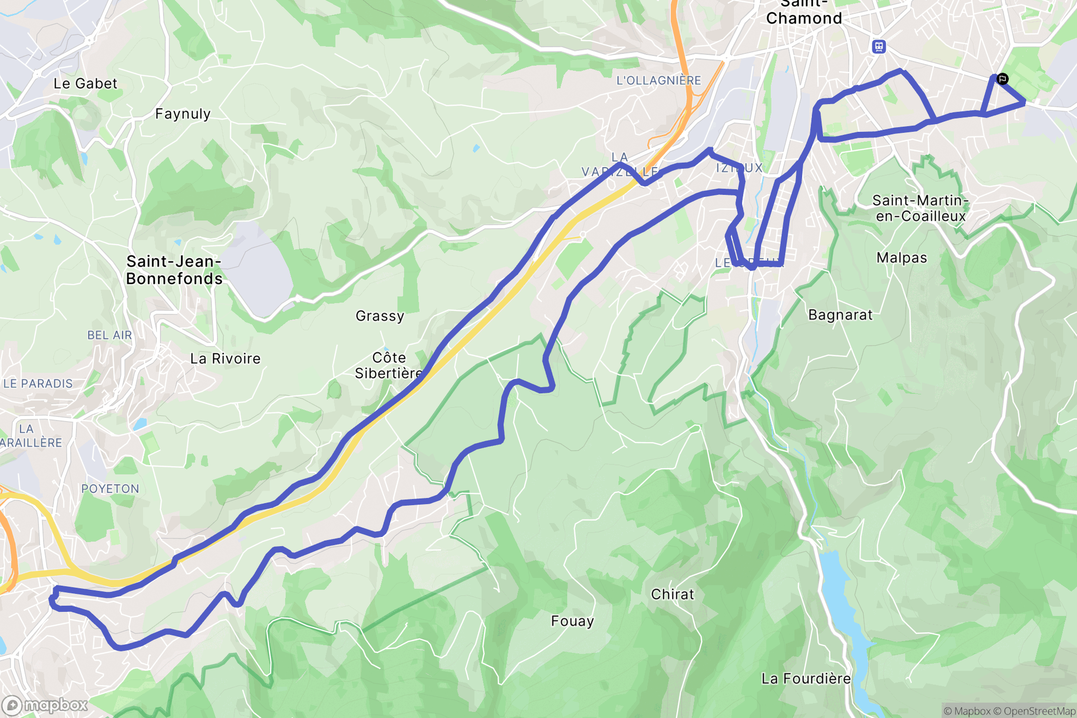Saint-Chamond : carte du parcours de randonnée - France