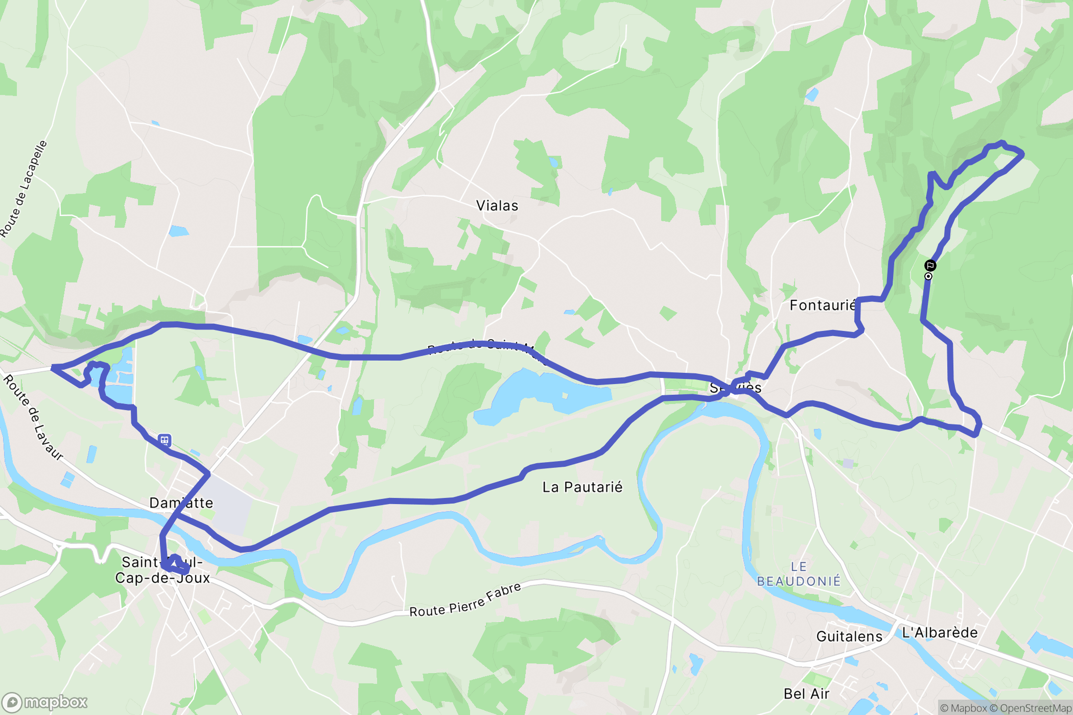 Serviès : carte du parcours de randonnée - France
