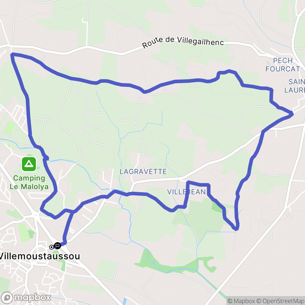 Villemoustaussou : carte du parcours de randonnée - France