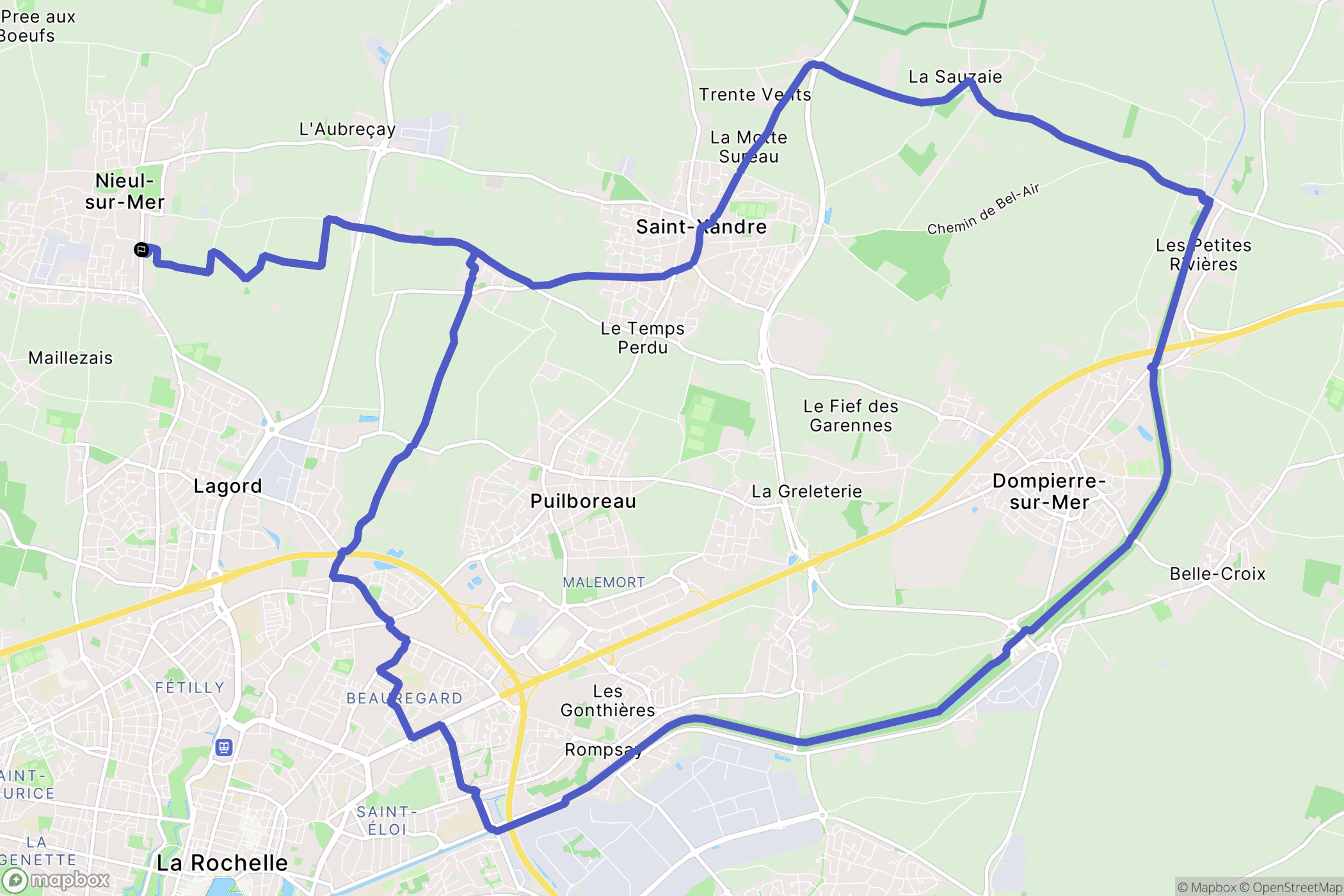 Nieul-sur-Mer : carte du parcours de randonnée - France
