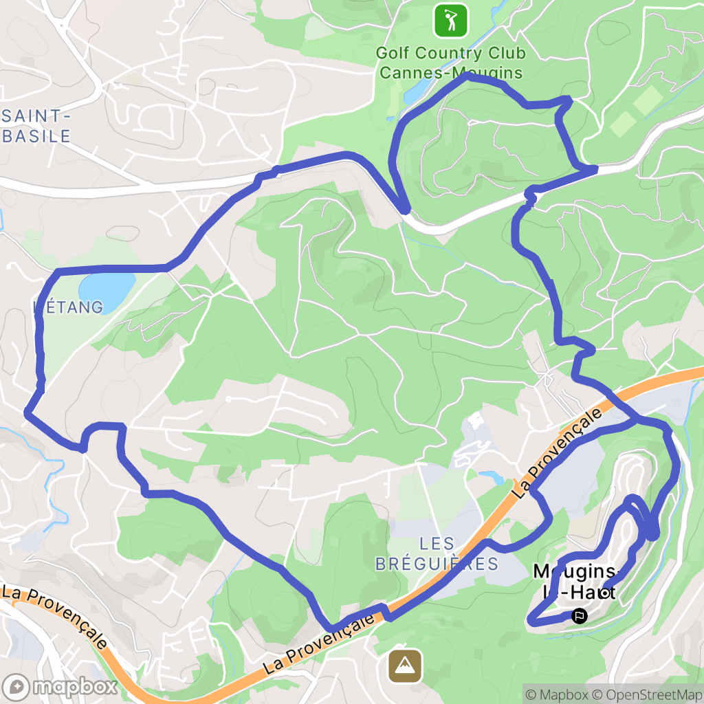 Mougins : carte du parcours de randonnée - France