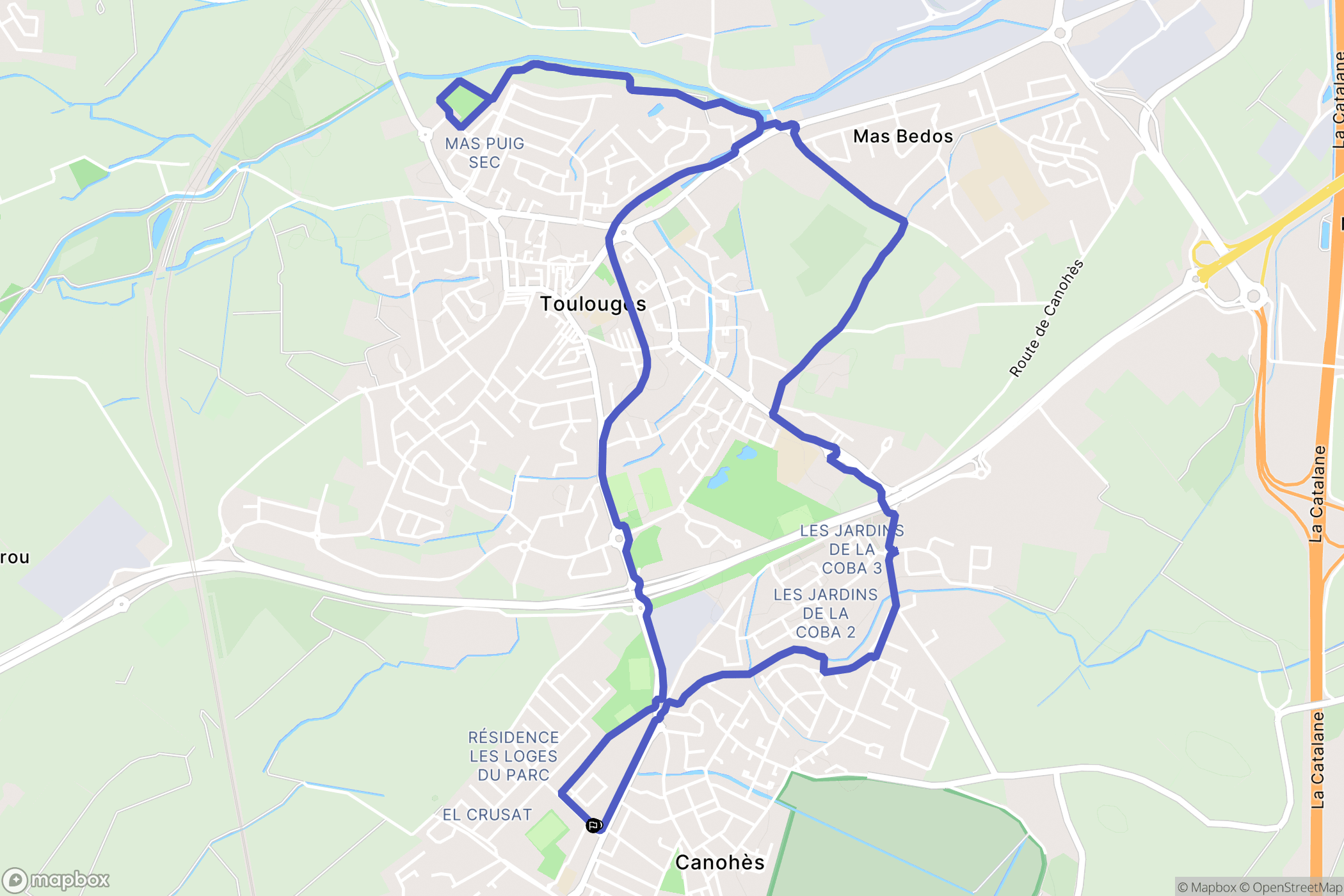 Canohès : carte du parcours de randonnée - France