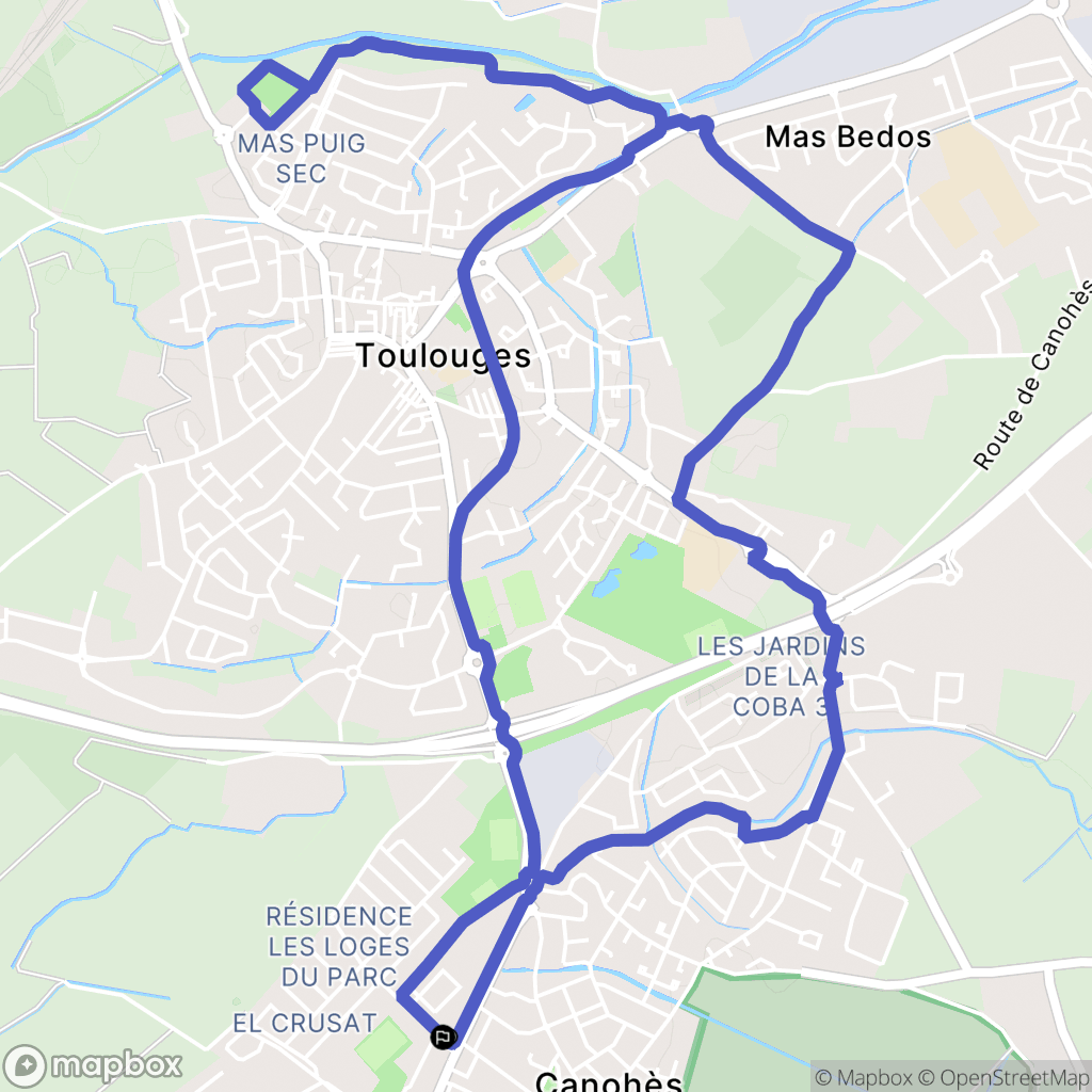 Canohès : carte du parcours de randonnée - France