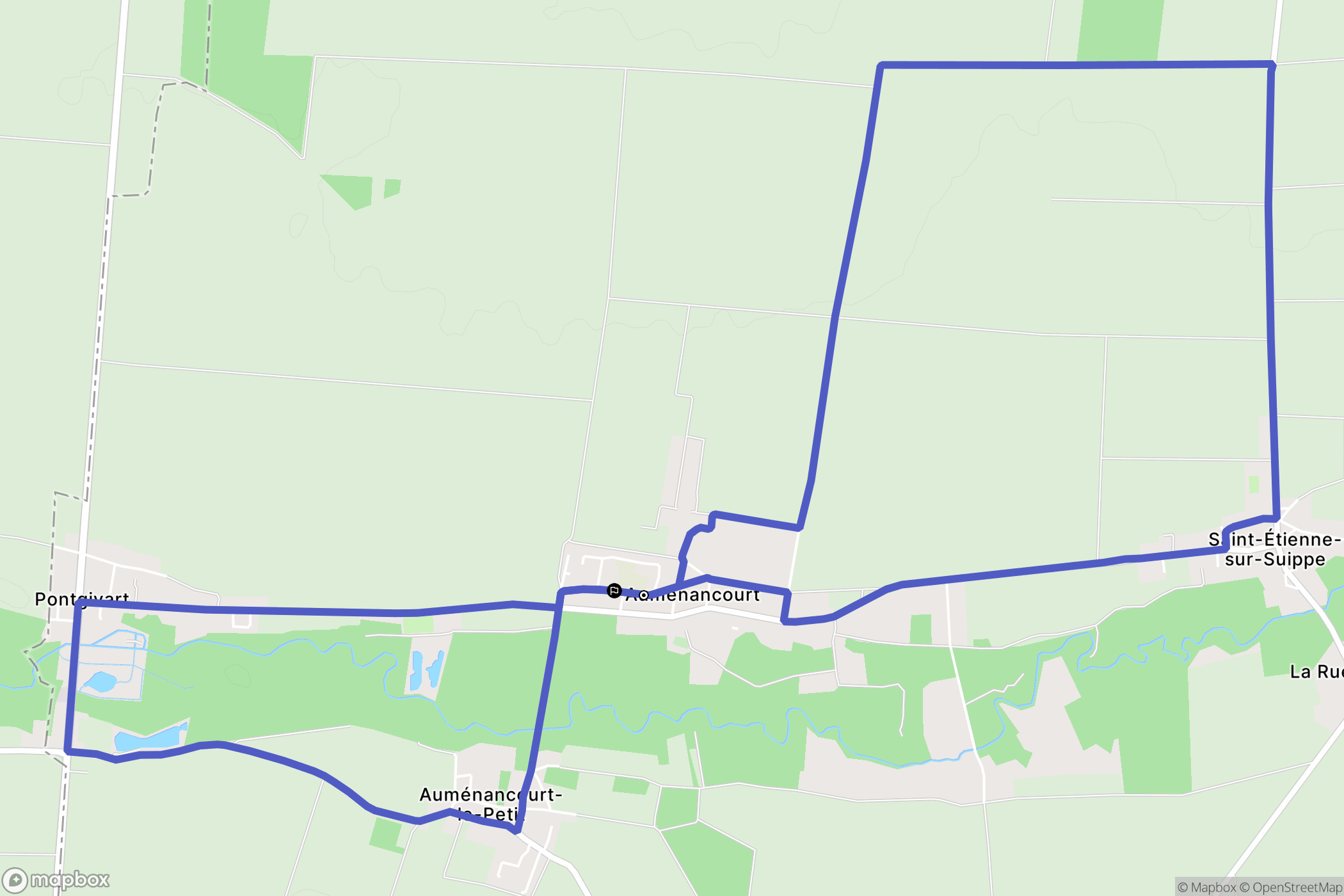 Auménancourt : carte du parcours de randonnée - France