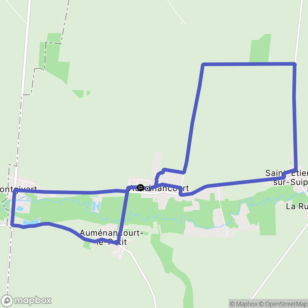 Auménancourt : carte du parcours de randonnée - France