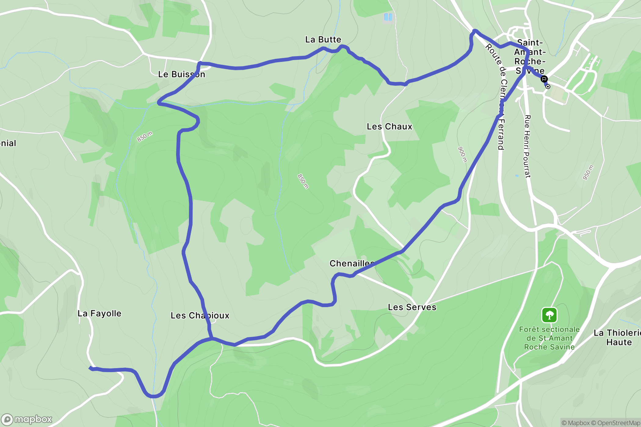 Saint-Amant-Roche-Savine : carte du parcours de randonnée - France
