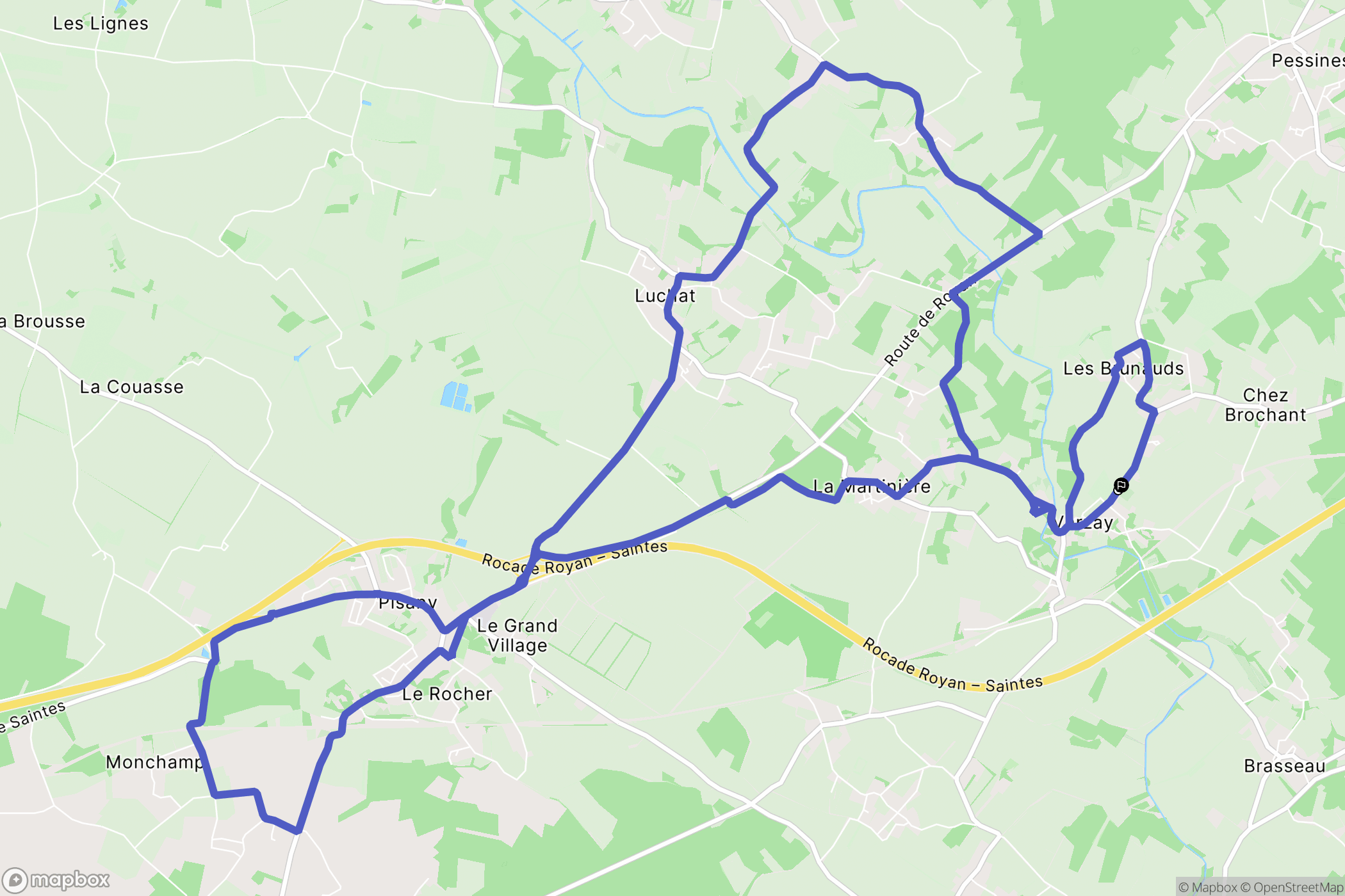 Varzay : carte du parcours de randonnée - France