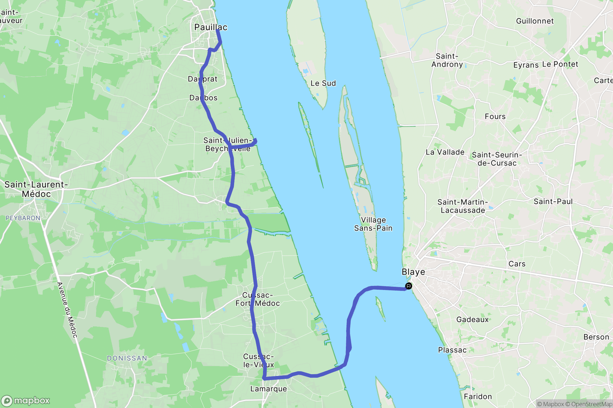Blaye : carte du parcours de randonnée - France