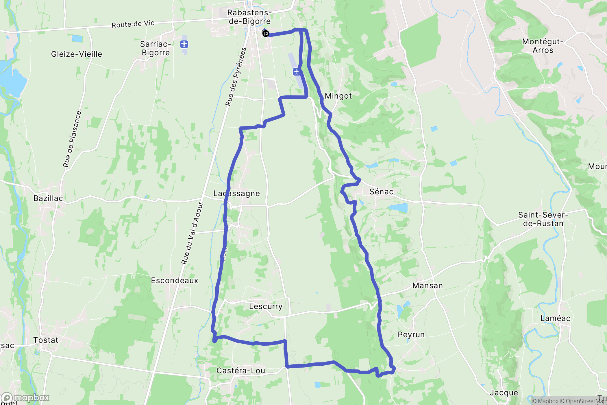 Rabastens-de-Bigorre : carte du parcours de randonnée - France