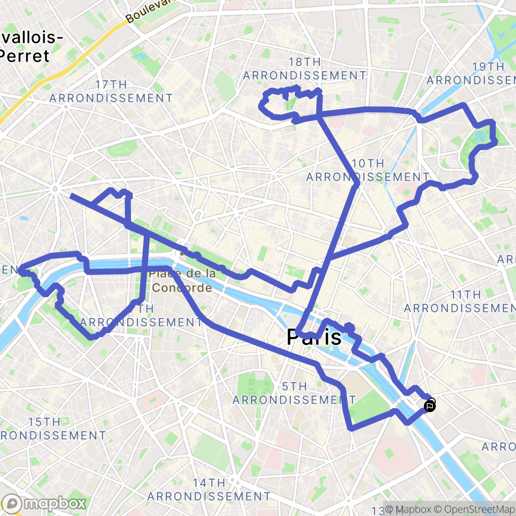 Paris : carte du parcours de randonnée - France