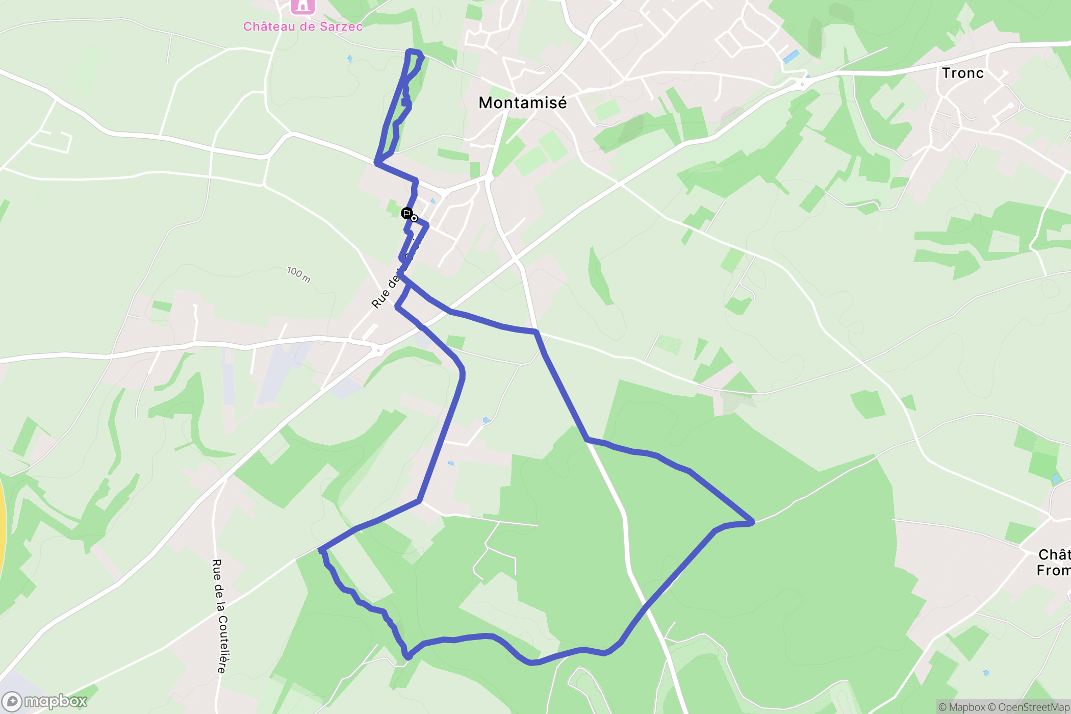 Montamisé : carte du parcours de randonnée - France