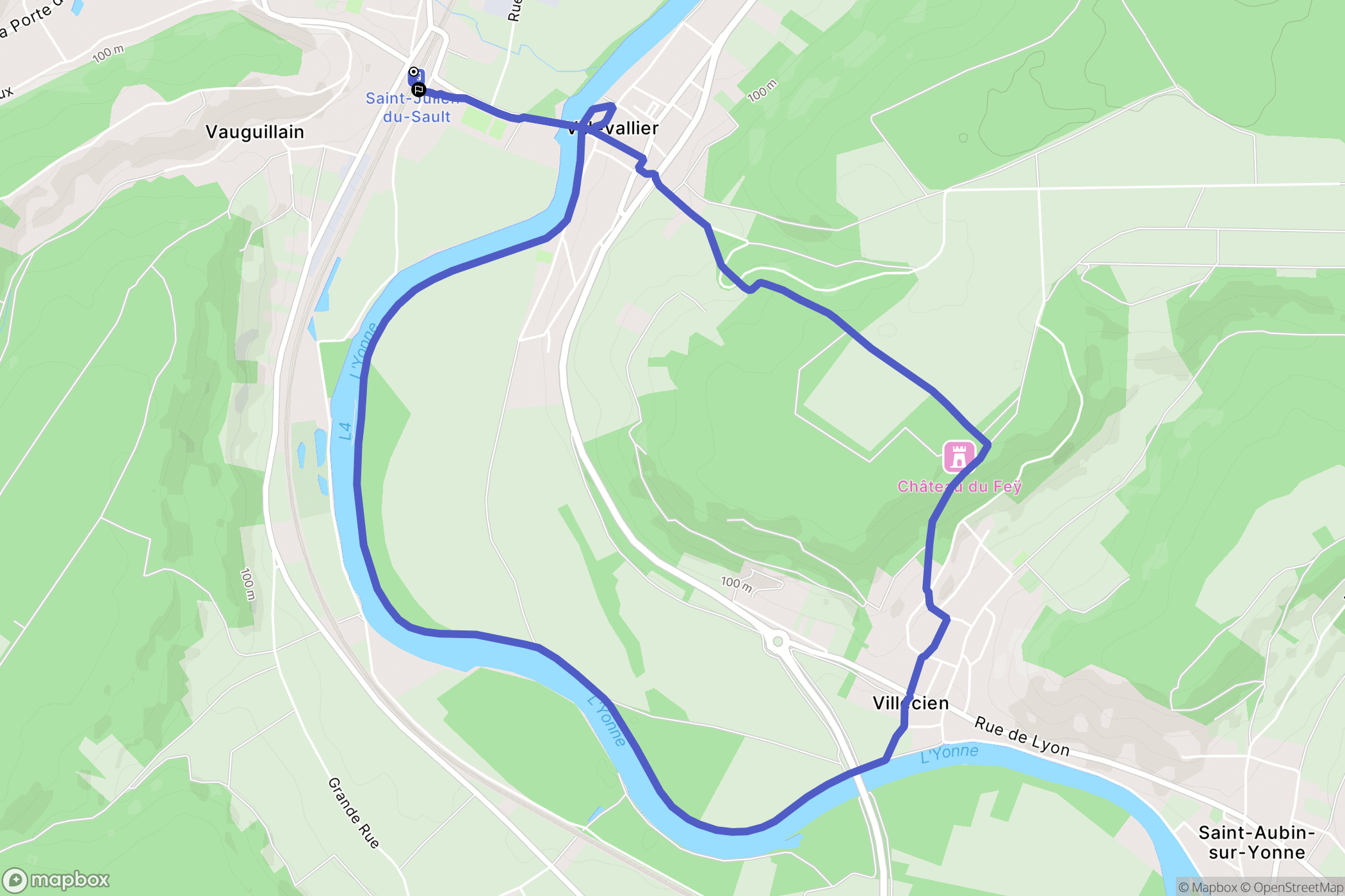Saint-Julien-du-Sault : carte du parcours de randonnée - France