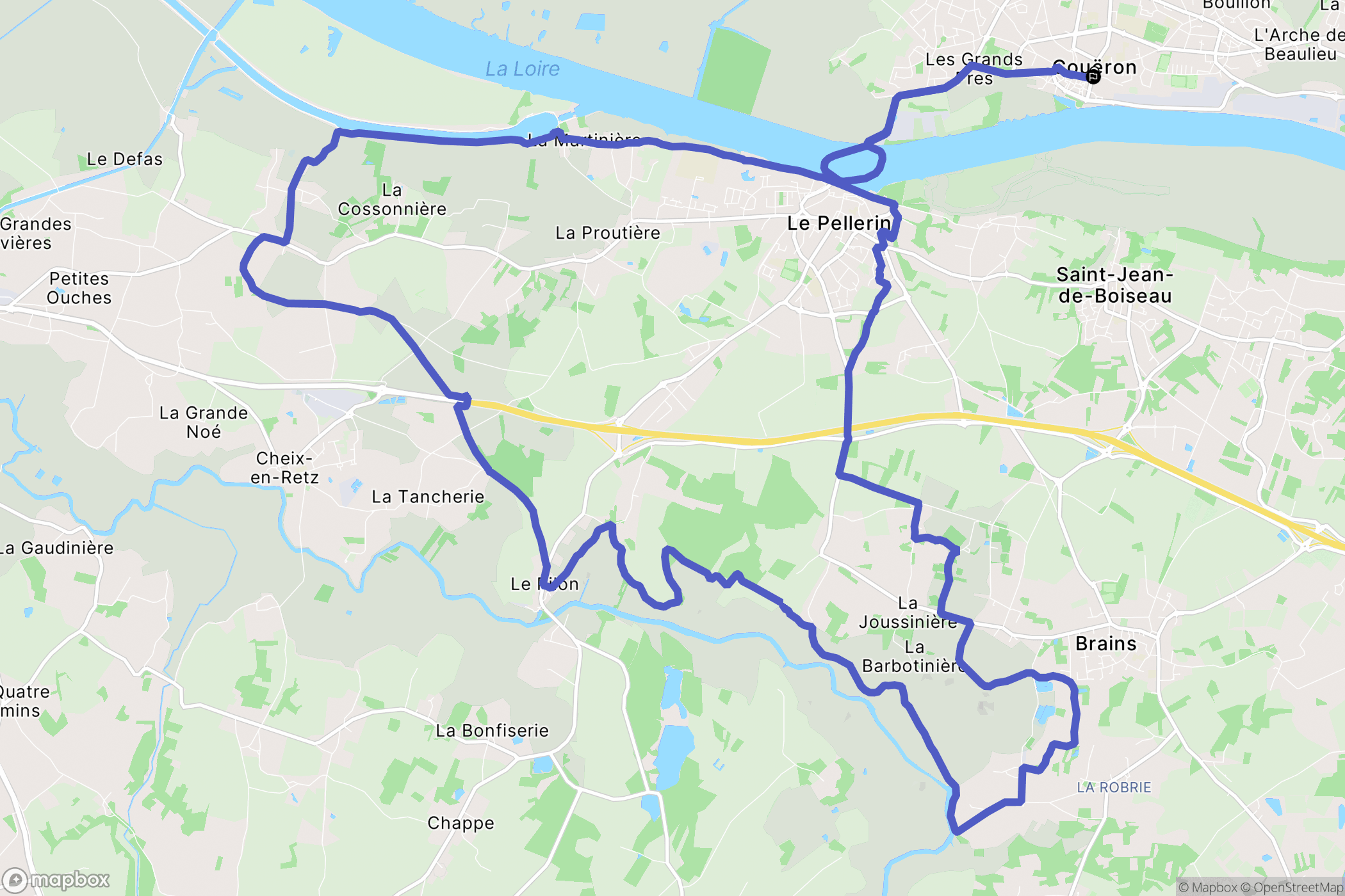 Couëron : carte du parcours de randonnée - France