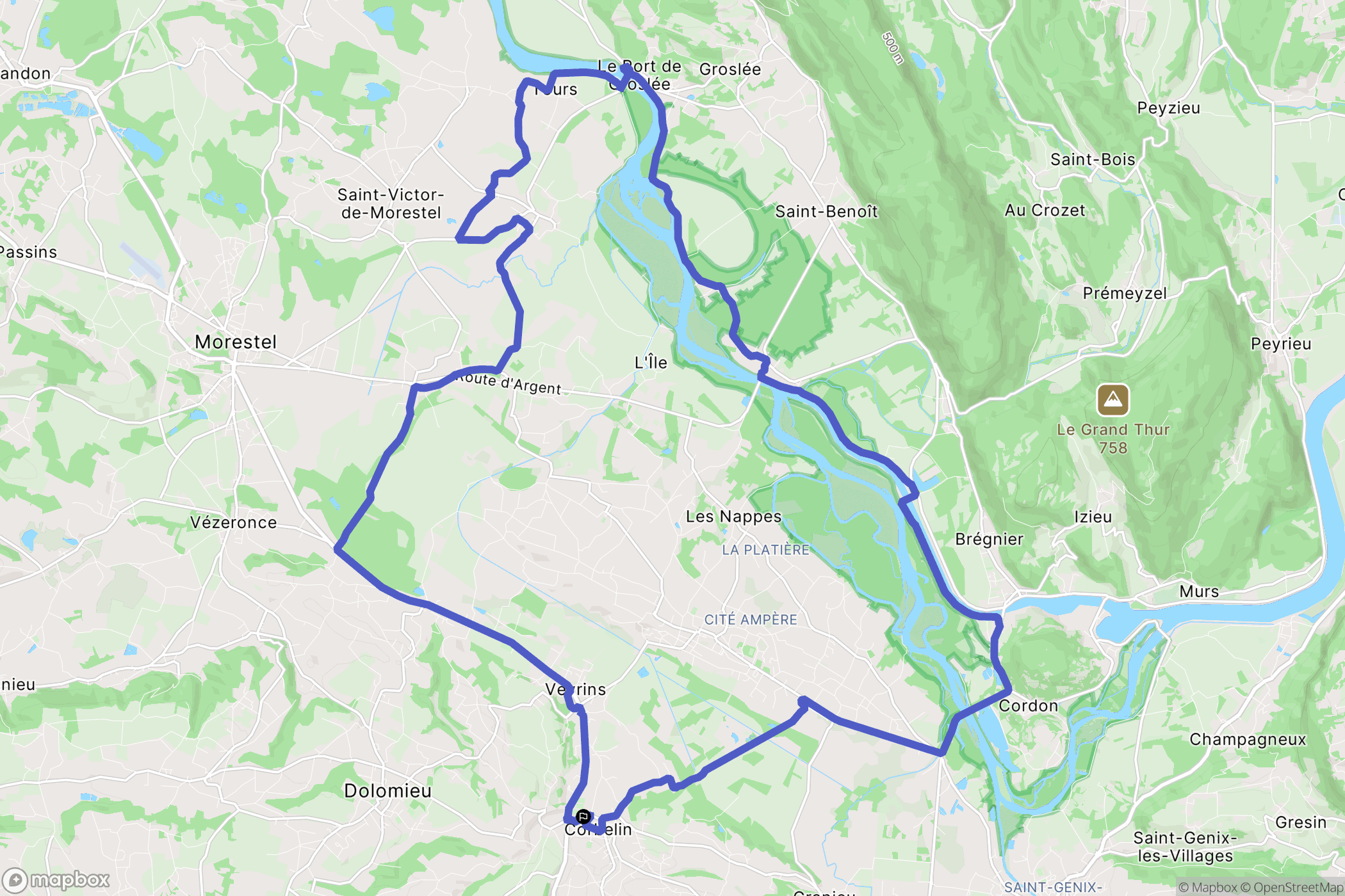 Corbelin : carte du parcours de randonnée - France