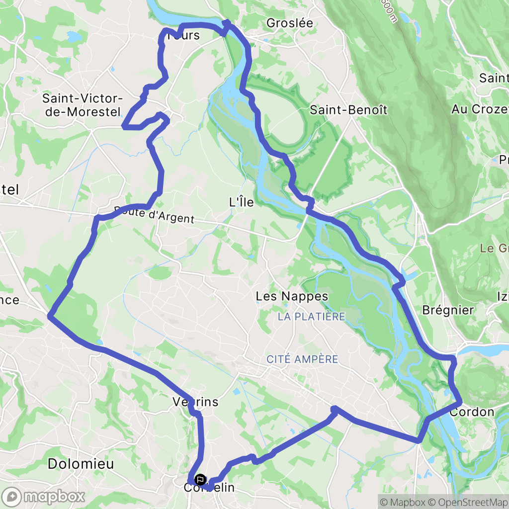 Corbelin : carte du parcours de randonnée - France