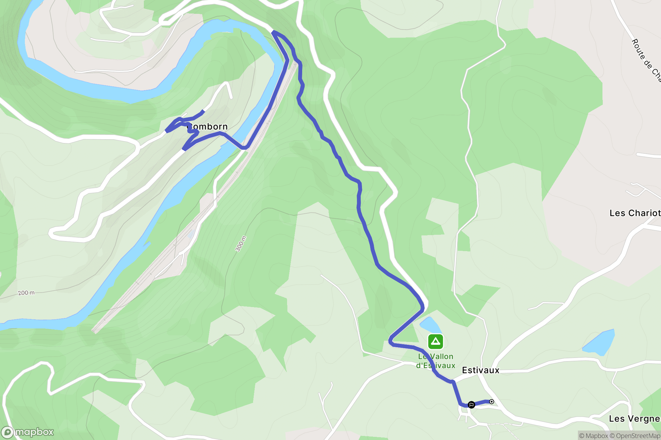 Estivaux : carte du parcours de randonnée - France
