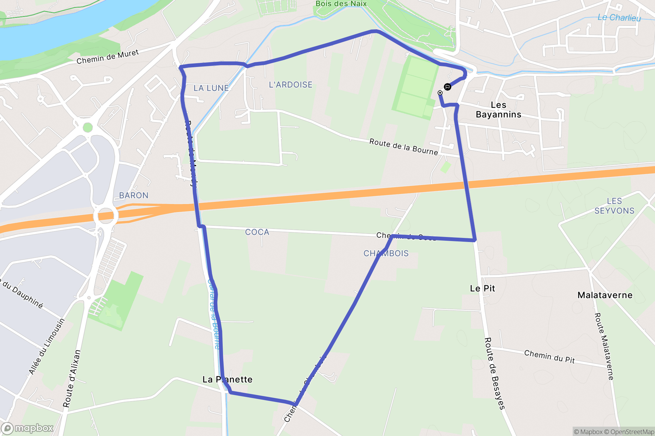 Bourg-de-Péage : carte du parcours de randonnée - France