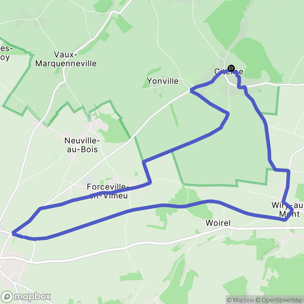Citernes : carte du parcours de randonnée - France