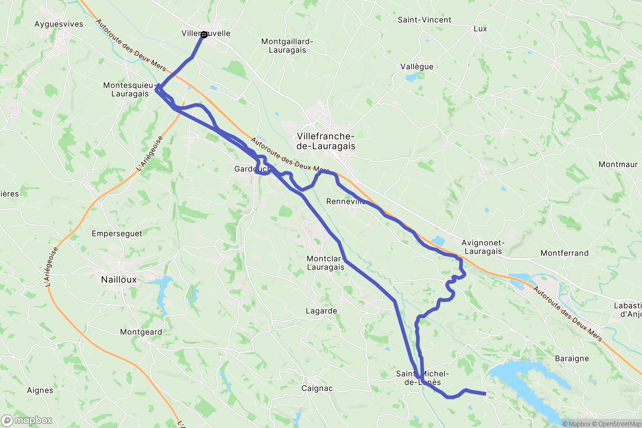 Villenouvelle : carte du parcours de randonnée - France