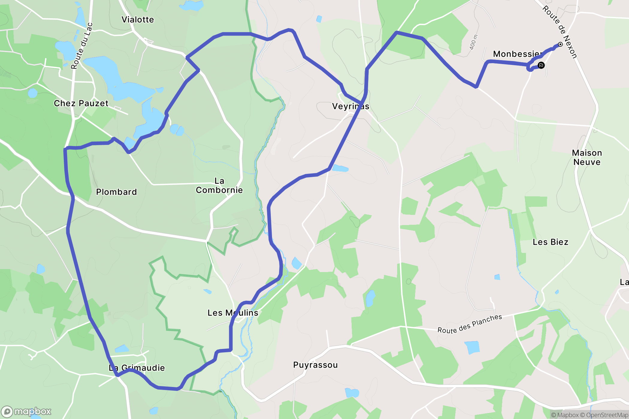 La Meyze : carte du parcours de randonnée - France