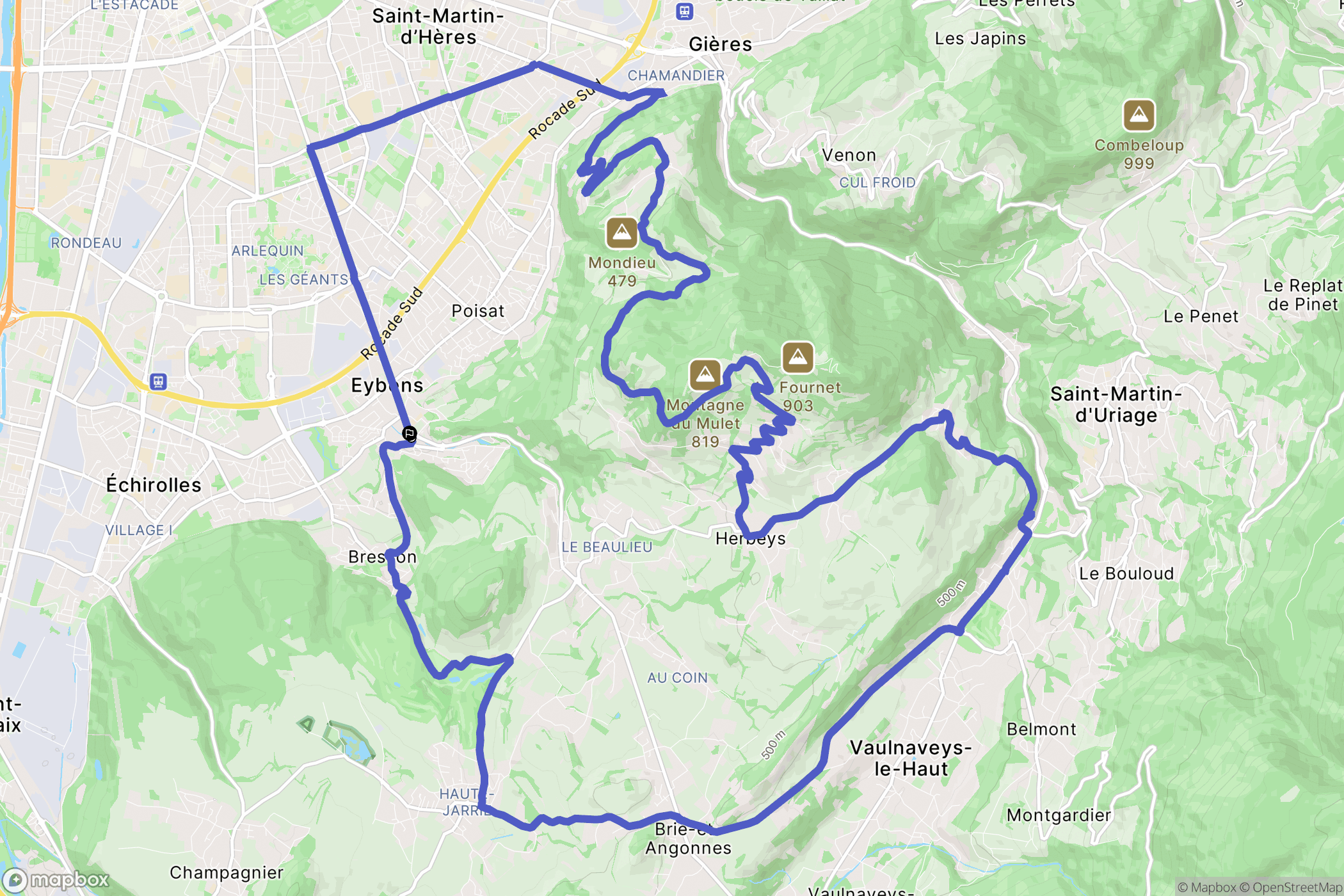 Eybens : carte du parcours de randonnée - France