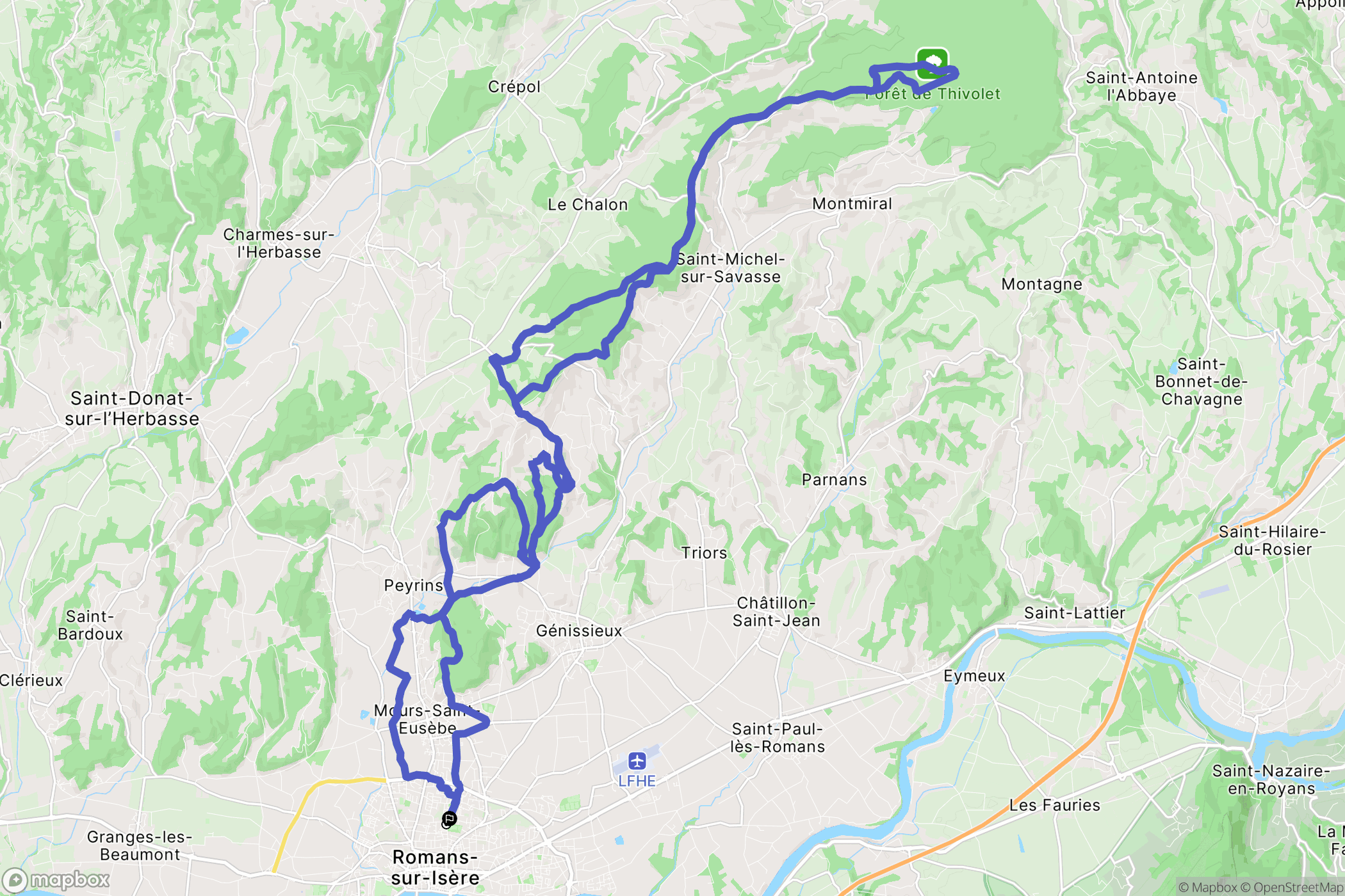 Romans-sur-Isère : carte du parcours de randonnée - France