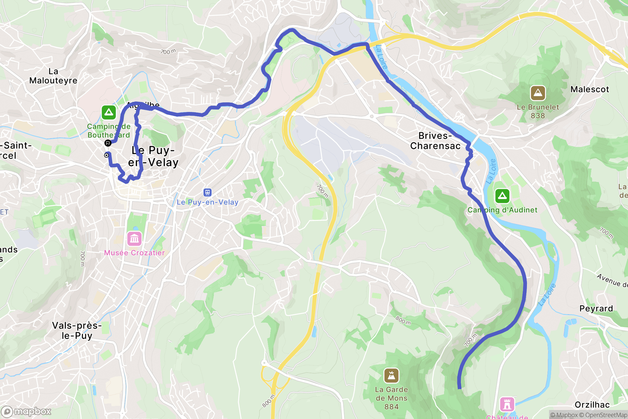Le Puy-en-Velay : carte du parcours de randonnée - France