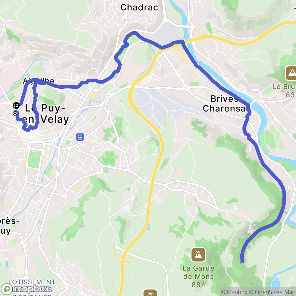 Le Puy-en-Velay : carte du parcours de randonnée - France
