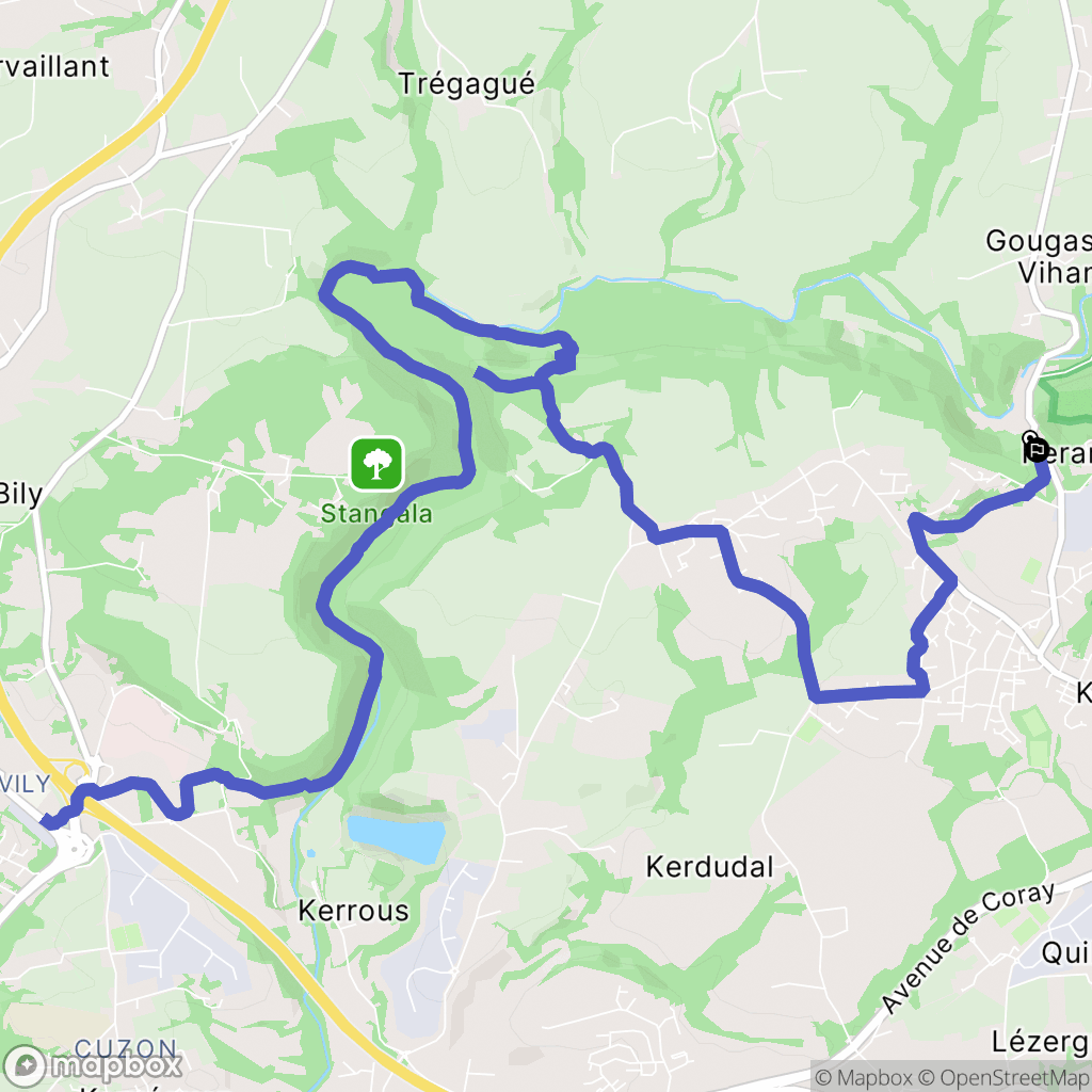 Ergué-Gabéric : carte du parcours de randonnée - France