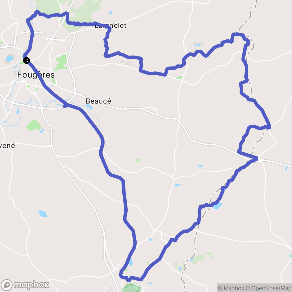 Fougères : carte du parcours de randonnée - France