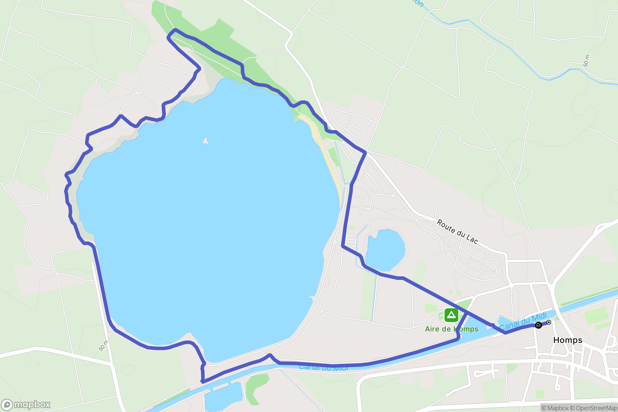 Homps : carte du parcours de randonnée - France