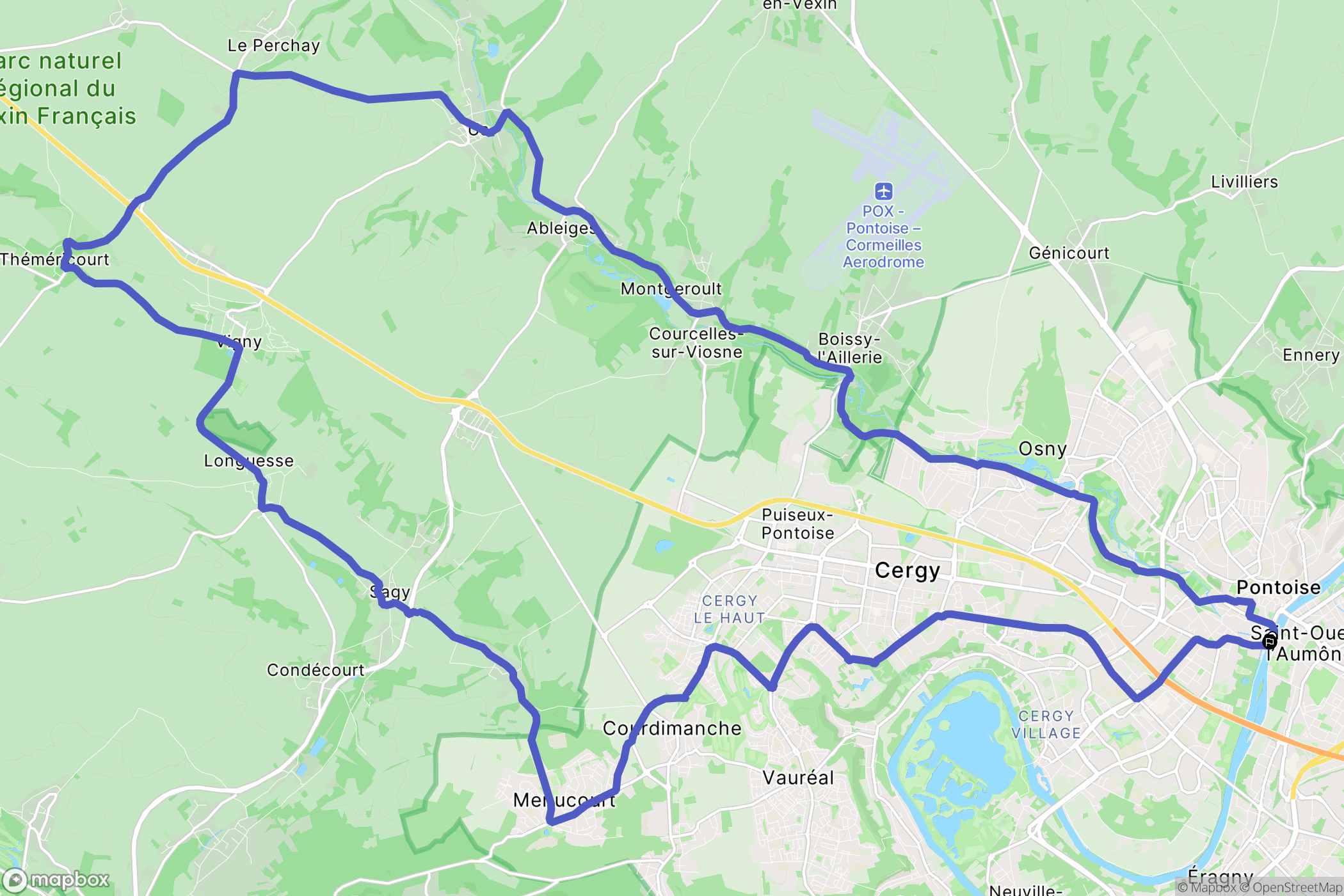 Pontoise : carte du parcours de randonnée - France